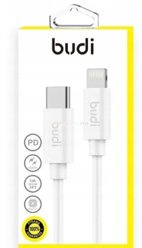 Töltő és adatkábel type C to lightning kábel 1m fehér 3A